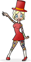 cartoon woman with tattoos wearing top hat png