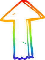 rainbow gradient line drawing of a cartoon arrow png