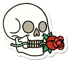 pegatina de tatuaje al estilo tradicional de una calavera png