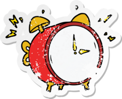 distressed sticker of a cartoon ringing alarm clock png