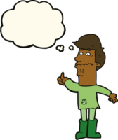 cartoon nervous man with thought bubble png