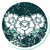ikoniska bedrövad klistermärke tatuering stil bild av en bukett av blommor png