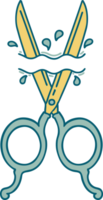 iconic tattoo style image of barber scissors png