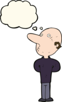 cartoon balding man with thought bubble png