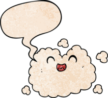 tekenfilm gelukkig rook wolk met toespraak bubbel in retro structuur stijl png