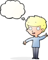 cartoon boy with idea with thought bubble png