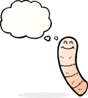 Cartoon-Wurm mit Gedankenblase png