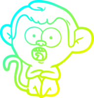 cold gradient line drawing of a cartoon shocked monkey png