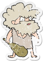 distressed sticker of a cartoon cave man png