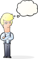 cartoon bored man with thought bubble png