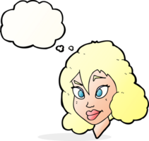 cartoon pretty woman with thought bubble png