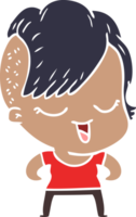 happy flat color style cartoon girl png