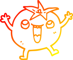 warm helling lijn tekening van een tekenfilm gelukkig tomaat png