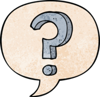 cartoon question mark with speech bubble in retro texture style png