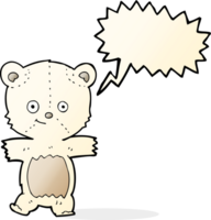 lindo oso polar de dibujos animados con burbujas de discurso png