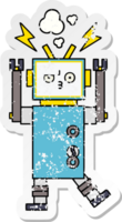 beunruhigter Aufkleber eines niedlichen Cartoonroboters png