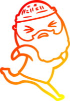 warm gradient line drawing of a cartoon man with beard png