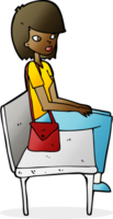 cartoon woman sitting on bench png