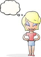 cartoon woman with hands on hips with thought bubble png