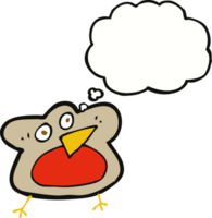 funny cartoon robin with thought bubble png