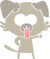 platt färg stil tecknad hund med tungan sticker ut png