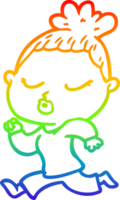 Regenbogen Gradient Linie Zeichnung von ein Karikatur Ruhe Frau png