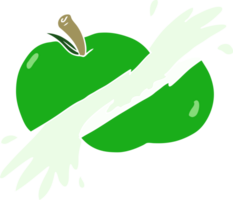 manzana en rodajas de dibujos animados de estilo de color plano png