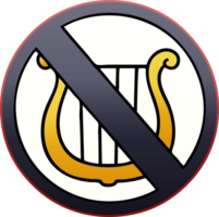 gradient shaded cartoon of a no harps allowed sign png