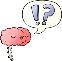 cartoon curious brain with speech bubble in smooth gradient style png