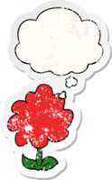 tecknad serie blomma med trodde bubbla som en bedrövad bärs klistermärke png