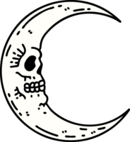 tatoeëren in traditioneel stijl van een schedel maan png