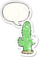 dibujos animados cactus con habla burbuja afligido afligido antiguo pegatina png