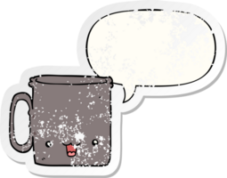 cartoon cup with speech bubble distressed distressed old sticker png