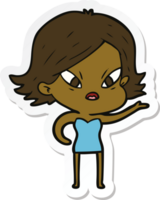 sticker of a cartoon stressed woman png