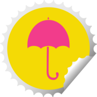 circular peeling sticker cartoon of a open umbrella png