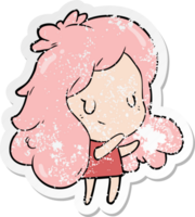 distressed sticker of a cartoon girl png