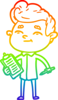 arco Iris gradiente linha desenhando do uma feliz desenho animado homem png