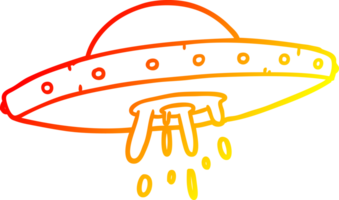 warm gradient line drawing of a flying UFO png