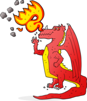 mano disegnato cartone animato contento Drago respirazione fuoco png