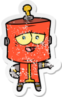 adesivo angustiado de um robô de desenho animado png