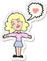 sticker of a cartoon woman in love png