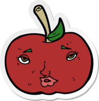 pegatina de una manzana de dibujos animados con cara png