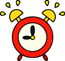 comic book style cartoon of a ringing alarm clock png