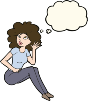 cartoon woman listening with thought bubble png