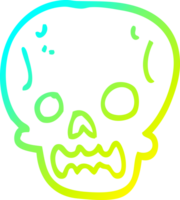 cold gradient line drawing of a cartoon halloween skull png