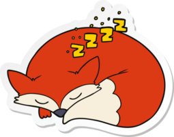 pegatina de un zorro dormido de dibujos animados png