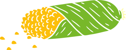mano dibujado dibujos animados garabatear de Fresco maíz en el mazorca png