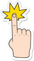 sticker of a cartoon pointing hand png