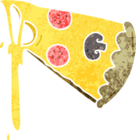 retro illustration stil knäppa tecknad serie skiva av pizza png