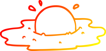 warm gradient line drawing of a cartoon fried egg png